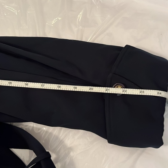 Vintage Xception wool trench women’s 13 14 navy detaching faux fur collar flaw - Picture 14 of 16